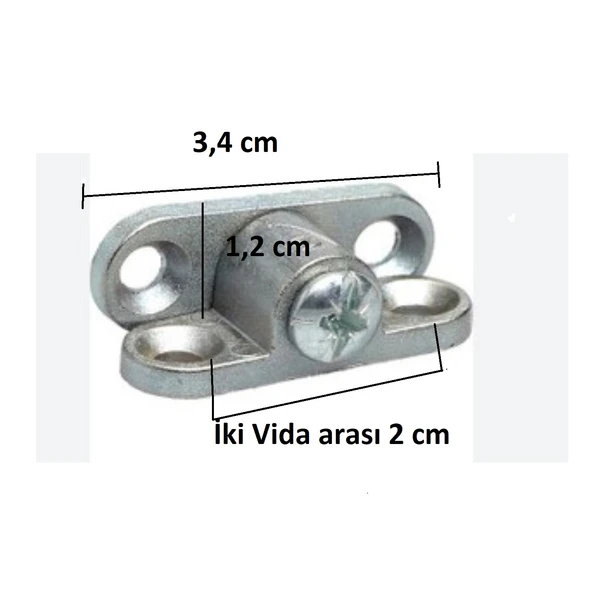 Kelebek Bağlantı, Çektirme Zamak-Metal Köşe Birleştirme Kelebek Bağlantı (25 Adet) - Resim 3