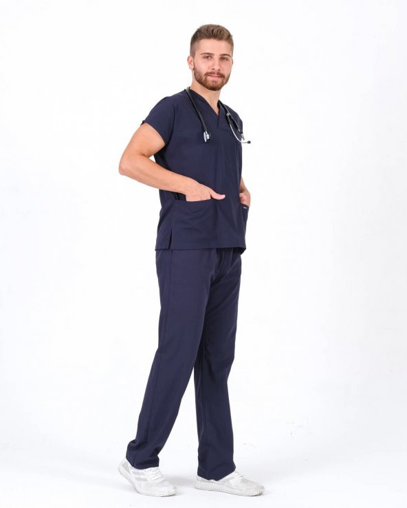 Lacivert Hemşire Forması Bay ,Hemşire Takım ,Doktor Forması - 3