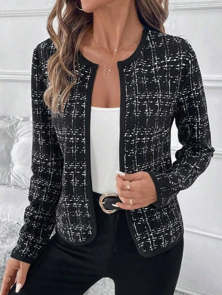 Kadın Uzun Kollu önü Açık şanel Kısa Ceket ürün görseli