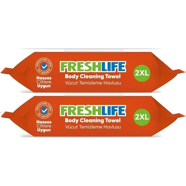 Freshlife Hasta Vücut Temizleme Islak Mendil Havlu 50 Yaprak XL (2 Li Set)