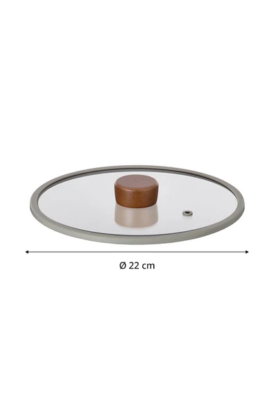 0128 D-NEOG022 FIKA 22CM DUZ SILIKON CERCEVELI CAM KAPAK GRI - Resim 2