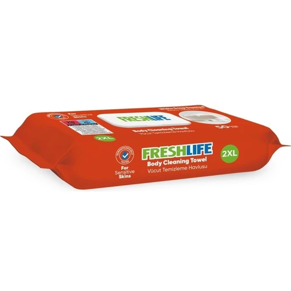 Freshlife Hasta Vücut Temizleme Islak Mendil Havlu 50 Yaprak XL (9 Lu Set) - 3