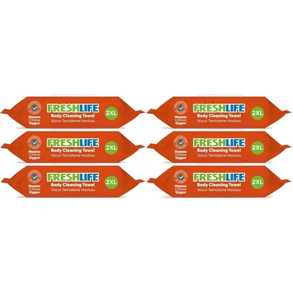Freshlife Hasta Vücut Temizleme Islak Mendil Havlu 50 Yaprak XL (6 Lı Set) ürün görseli