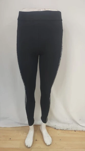 Kadın Yüksek Bel Yarı şerit Pul Payetli Dalgıç Tayt - Resim 6