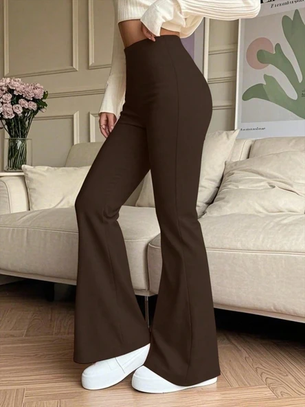 Kadın Yüksek Bel Ispanyol Paçalı Pantolon Tayt - Resim 3