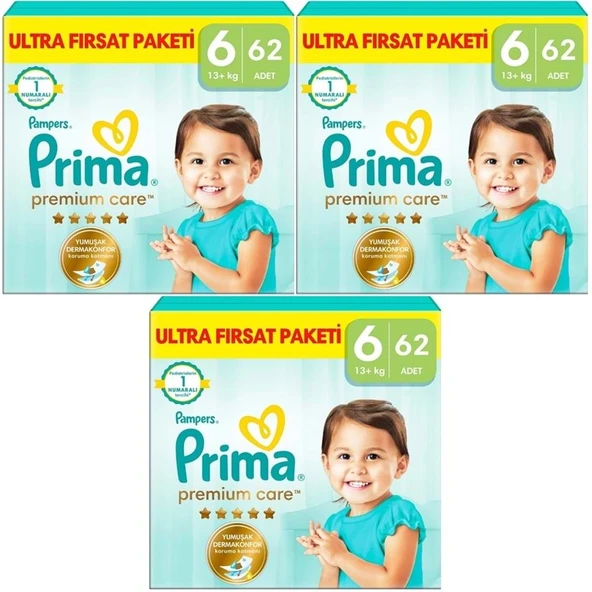 Prima Premium Care Bebek Bezi Beden:6 (13+) Extra Large 186 Adet Süper Fırsat Pk ürün görseli
