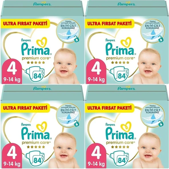 Prima Premium Care Bebek Bezi Beden:4 (9-14) Maxi 336 Adet Ultra Fırsat Pk ürün görseli