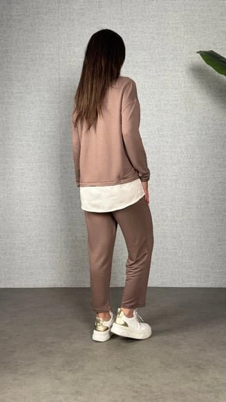 Polo Yaka Gömlek Detay Salaş Balon Pantolunlu ıkılı Takım - Resim 4