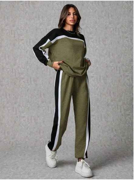 Kadın Uzun Kollu şerit Detay Eşofman Takım - Resim 4