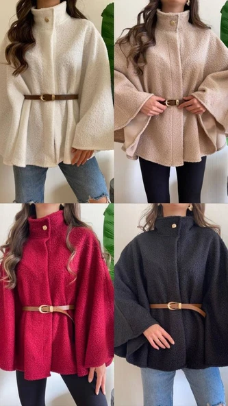 Kadın Hakim Yaka Ispanyol Kol Detay Kemer Dahil Kaban - Resim 2