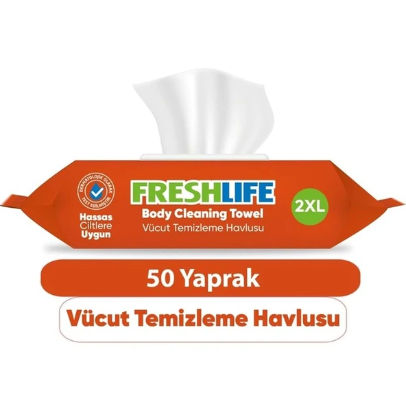 Freshlife Hasta Vücut Temizleme Islak Mendil Havlu 50 Yaprak XL (9 Lu Set) - 2