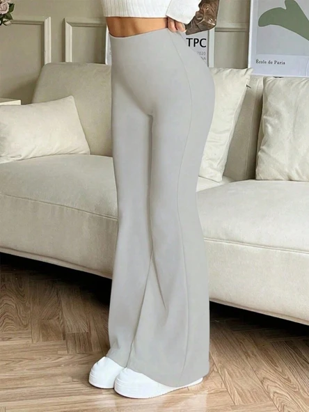 Kadın Yüksek Bel Ispanyol Paçalı Pantolon Tayt - Resim 3