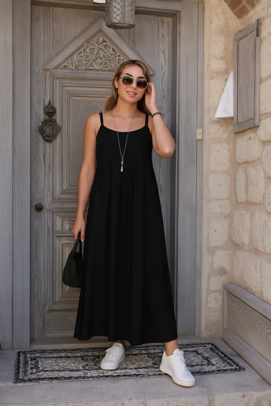 Kadın Ip Askılı V Yakalı Asimetrik Detaylı Aerobin Elbise ürün görseli