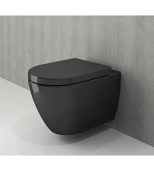 Bocchi Venezia Asma Klozet Rimless Kanalsız, Parlak Siyah Kapak Hariç 1295-005-0128
