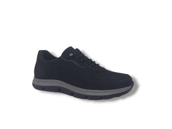 Modesa 285 Erkek Siyah Crazy Deri Lastik Bağcıklı Poli Taban ( Hafif ) Ayakkabı - Resim 2