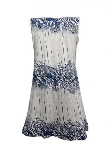 Kadın Kolsuz Bisiklet Yaka Desenli Süprem Elbise - Resim 5