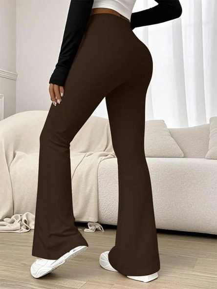 Kadın Yüksek Bel Ispanyol Paçalı Pantolon Tayt - Resim 2