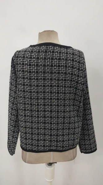 Kadın Uzun Kollu önü Açık şanel Kısa Ceket - Resim 9