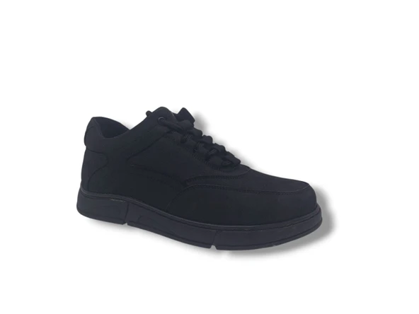 Modesa 284 Erkek Siyah Crazy Deri Lastik Bağcıklı Kauçuk Taban Ayakkabı - Resim 2