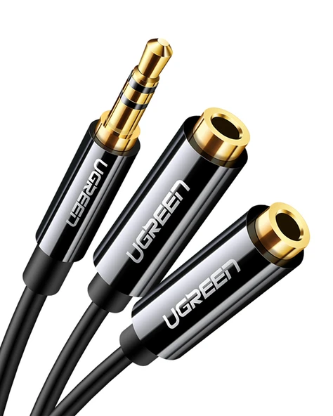 UGREEN 3.5mm 2'li Aux Kulaklık Çoklayıcı, Siyah, 20816 ürün görseli