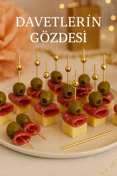 50’li Altın Top Başlıklı 12 cm Bambu Kürdan Seti – Kokteyl, Tatlı ve Davet Sunumları İçin Şık Seçim - 3