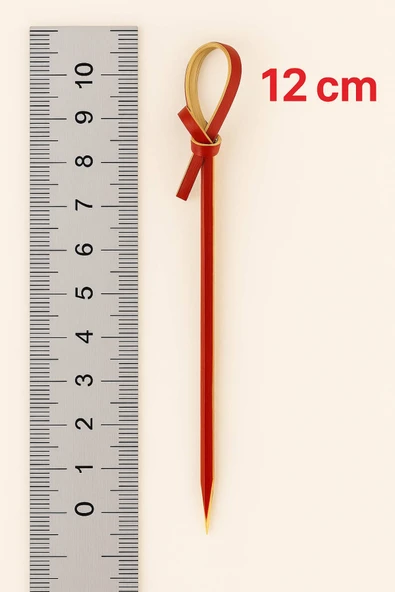 Düğümlü Kırmızı Bambu Kürdan – 12 cm, Şık Davet ve Kokteyl Sunum Çubuğu (50’li Paket) - 7