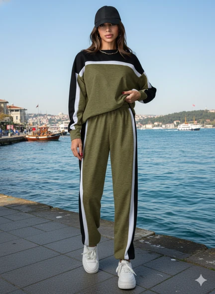 Kadın Uzun Kollu şerit Detay Eşofman Takım ürün görseli