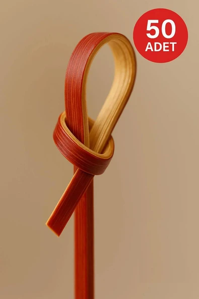 Düğümlü Kırmızı Bambu Kürdan – 12 cm, Şık Davet ve Kokteyl Sunum Çubuğu (50’li Paket) - 6