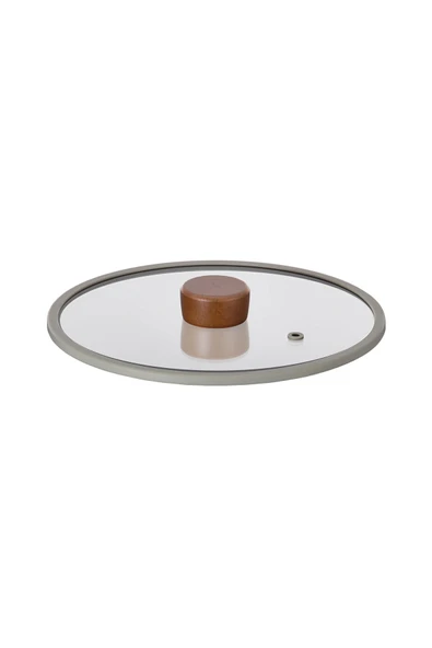 0128 D-NEOG022 FIKA 22CM DUZ SILIKON CERCEVELI CAM KAPAK GRI ürün görseli