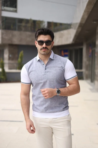 Erkek Polo Yaka Fermuar Detaylı Tişört - Resim 2