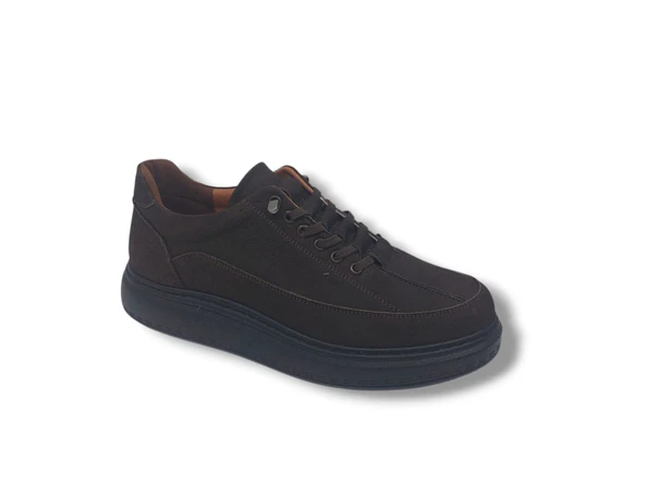 Modesa 265 Erkek Koyu Kahve Crazy Deri Lastik Bağcıklı Poli Taban ( Hafif ) Ayakkabı - Resim 4