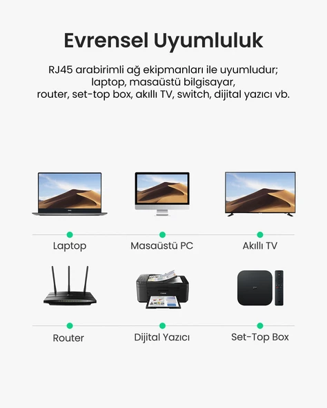 UGREEN CAT6 Ethernet Kablosu, 50 Metre, Siyah, 20170 - Resim 9