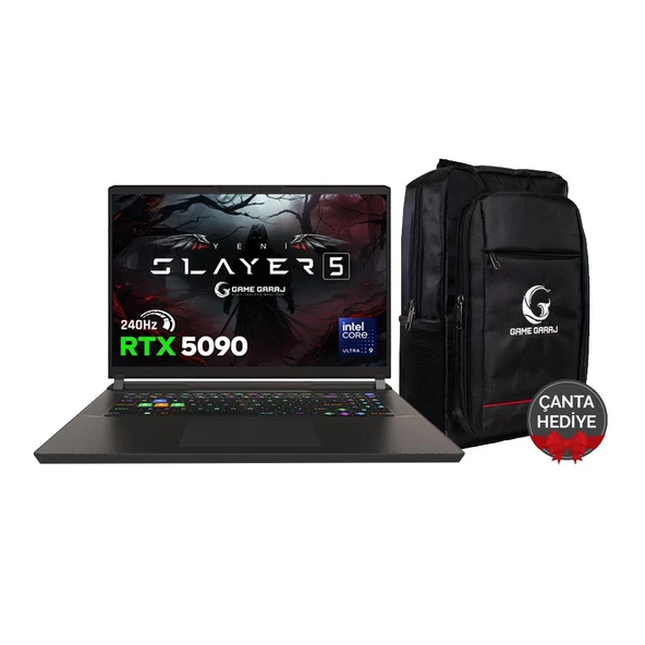Game Garaj Slayer5 9XL-5090 C1 Intel Ultra 9 275HX 32GB RAM 1TB SSD RTX5090 17" QHD+ IPS 240Hz FreeDOS Gaming Laptop ürün görseli 1