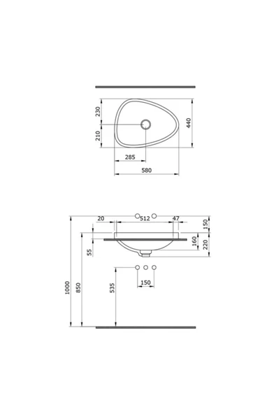 Etna Tezgah Üstü Lavabo 58 cm Parlak Beyaz 1112-001-0125, Logolu Süzgeç Kapağı ve Basmalı Süzgeç Dahil - 4