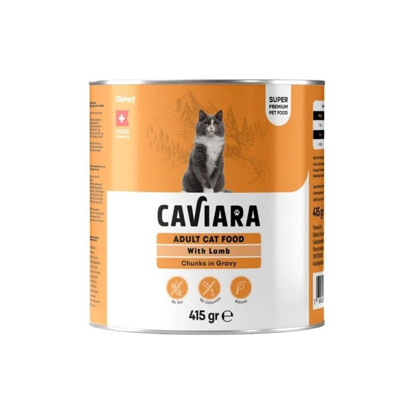 Caviara Sos İçinde Et Parçacıklı Kuzu Etli Yetişkin Kedi Konservesi 415 Gr ürün görseli 1