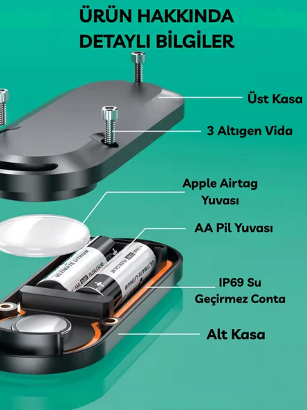 Airtag Pil Süre Arttırıcı 10 Yıl Pil Ömrü Kesintisiz Taşınabilir Pratik Araç Çocuk Yaşlı Motor Takip - 3