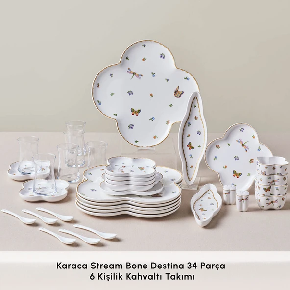 Karaca Stream Bone Destina 34 Parça 6 Kişilik Kahvaltı Takımı - Resim 3