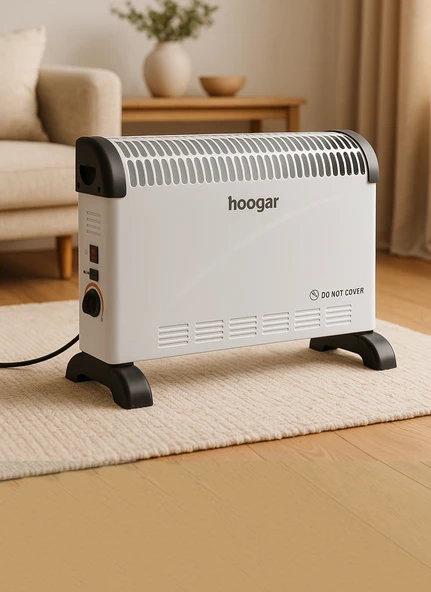 Hoogar German CH-2000 White Homojen Teknoloji Yeni Nesil Sessiz Konvektör Isıtıcı Düşük Tüketim