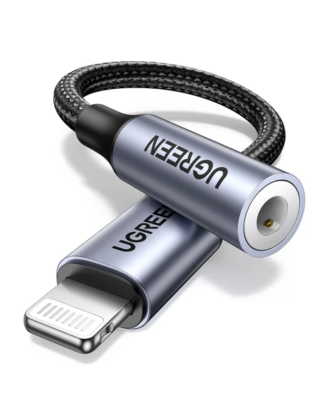 UGREEN MFi Sertifikalı Lightning to 3.5mm Aux Dönüştürücü Adaptör, Siyah, 30756 ürün görseli