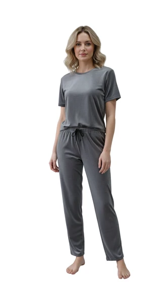 kadife bayan tek alt 9302 Fransız Kadife Açık Gri ürün görseli