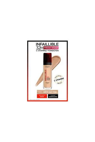 Loreal Paris Uzun Süre Kalıcı Fondöten - Infaillible 24h Fresh Wear 220 Sand 30 Ml - 1