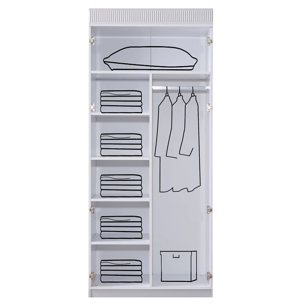 Gardırop, Vira 2 Kapaklı Dolap - Pembe - Resim 3