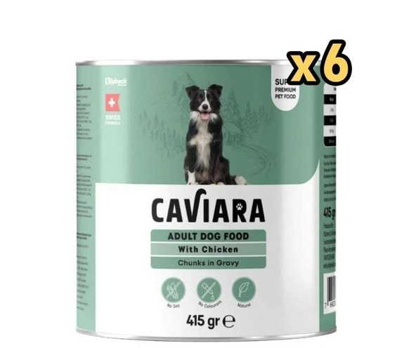 Caviara Sos İçinde Parçacıklı Tavuklu Yetişkin Köpek Konservesi 415 Gr x 6 Adet ürün görseli 1
