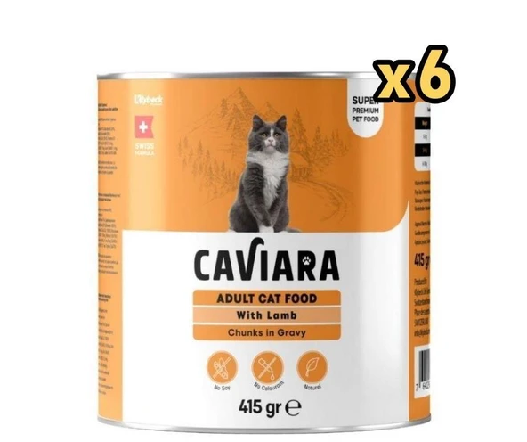 Caviara Sos İçinde Et Parçacıklı Kuzu Etli Yetişkin Kedi Konservesi 415 Gr x 6 Adet ürün görseli 1