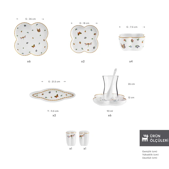 Karaca Stream Bone Destina 34 Parça 6 Kişilik Kahvaltı Takımı - Resim 2