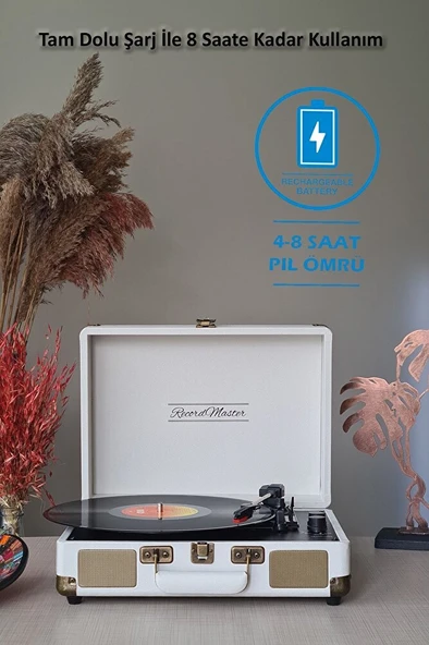 ST14012 Bluetooth ve Şarj Özellikli Pikap 33-45-78 Devir Kum Beyaz Renk Tek Ebat Beden - 2