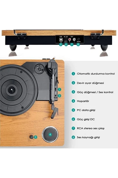 TT249 Retro Pikap Bluetooth Mp3 Kayıt Özelliği - 5