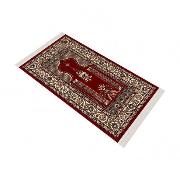 Turkish Muslim Prayer Rug Red & Vintage 80x120cm 2'8''x3'11'' Bamboo Prayer Mat Soft Non-Slip Janamaz Kaaba Praying Mat ( With Tasbeeh Gift ) - 4