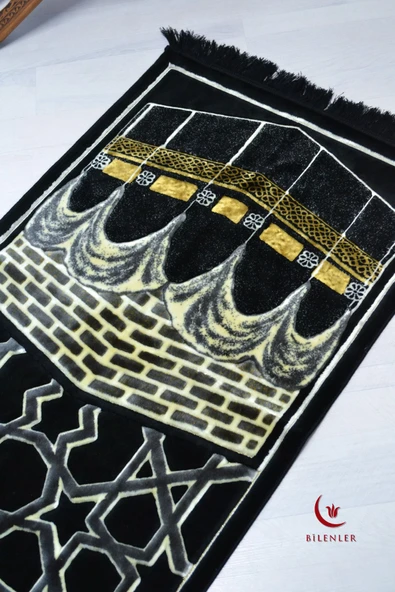 Kabe Desenli Lüks Kadife Dokuma Seccade - Resim 2