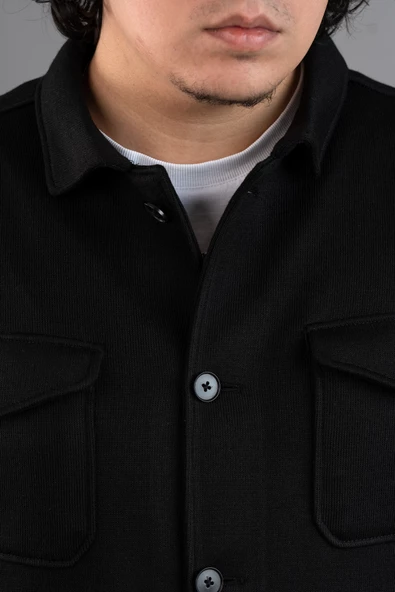 SİR CEPLİ REGULAR FİT KIŞLIK ASTARSIZ ERKEK TRİKO CEKET - 6